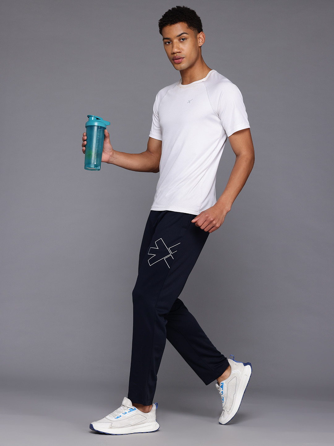 

HRX by Hrithik Roshan Men Brand Logo Print Running Track Pants, Navy blue