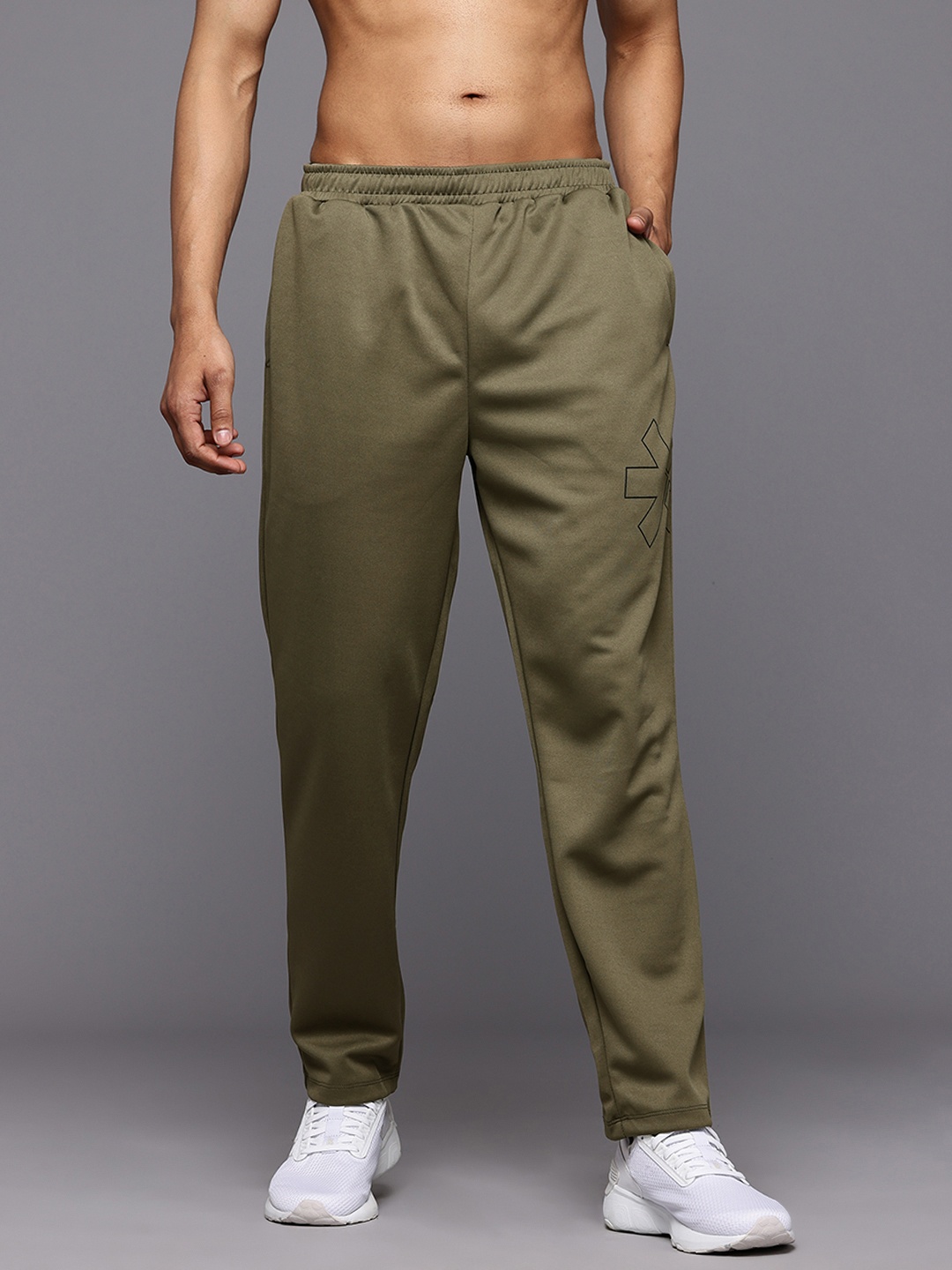 

HRX by Hrithik Roshan Men Brand Logo Print Regular Fit Rapid-Dry Running Track Pants, Olive