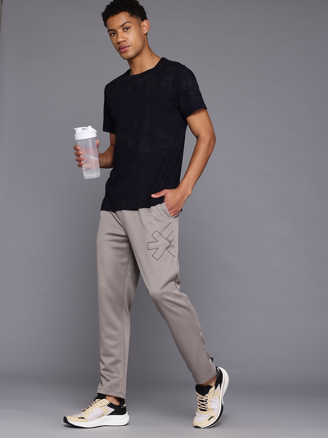 

HRX by Hrithik Roshan Men Brand Logo Print Running Track Pants, Grey