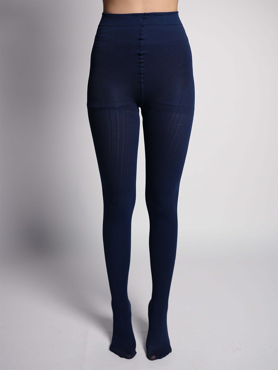 

Theater Self Design Stretchable Stockings, Navy blue