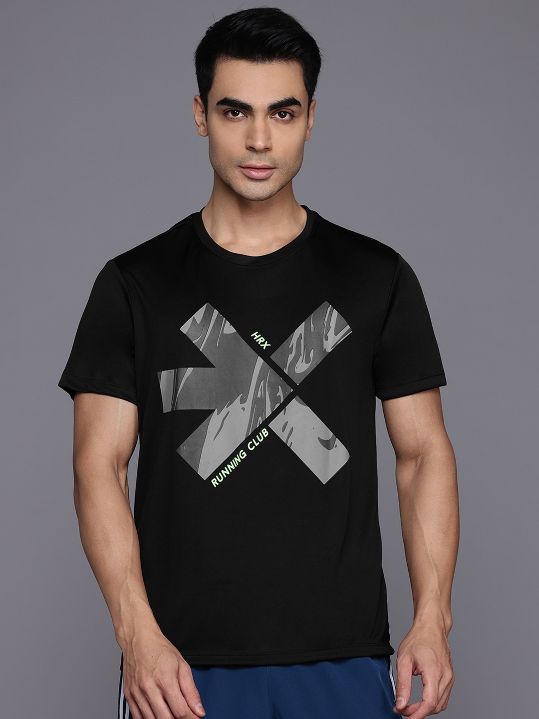 

HRX by Hrithik Roshan Men Brand Logo Printed Rapid-Dry Training T-shirt, Black
