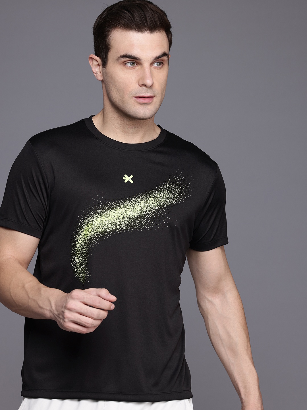 

HRX by Hrithik Roshan Abstract Print Running T-shirt, Black