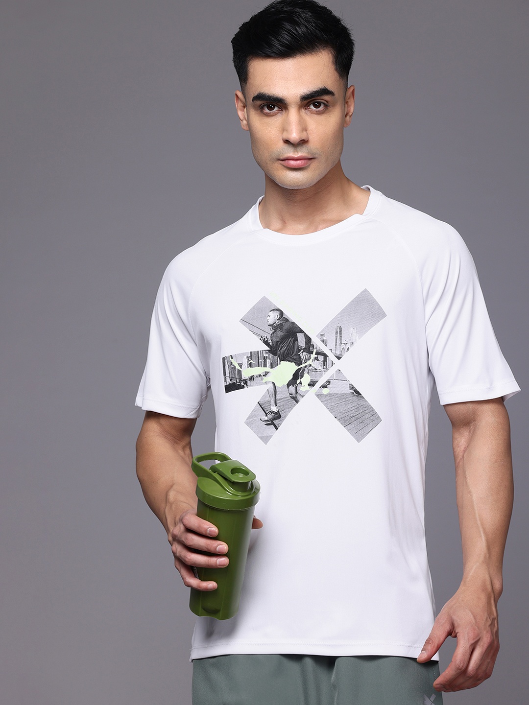 

HRX by Hrithik Roshan Printed Rapid-Dry Running T-shirt, White