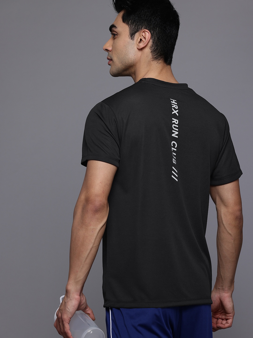 

HRX by Hrithik Roshan Typography Printed Back Running T-shirt, Black