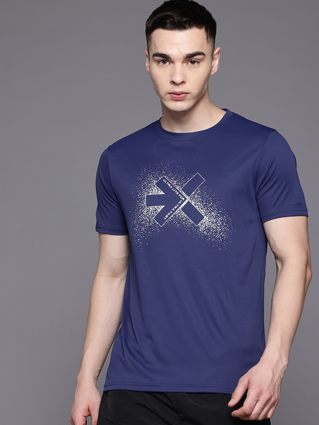 

HRX by Hrithik Roshan Printed Rapid-Dry Running T-shirt, Navy blue