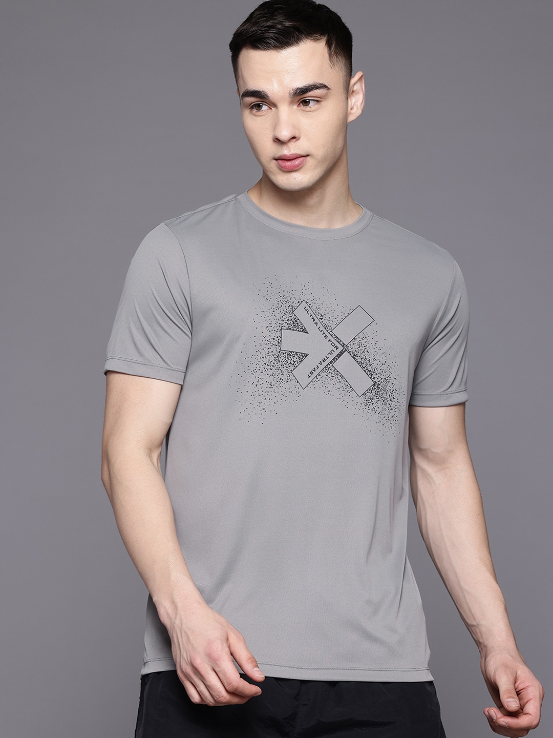 

HRX by Hrithik Roshan Printed Rapid-Dry Running T-shirt, Grey