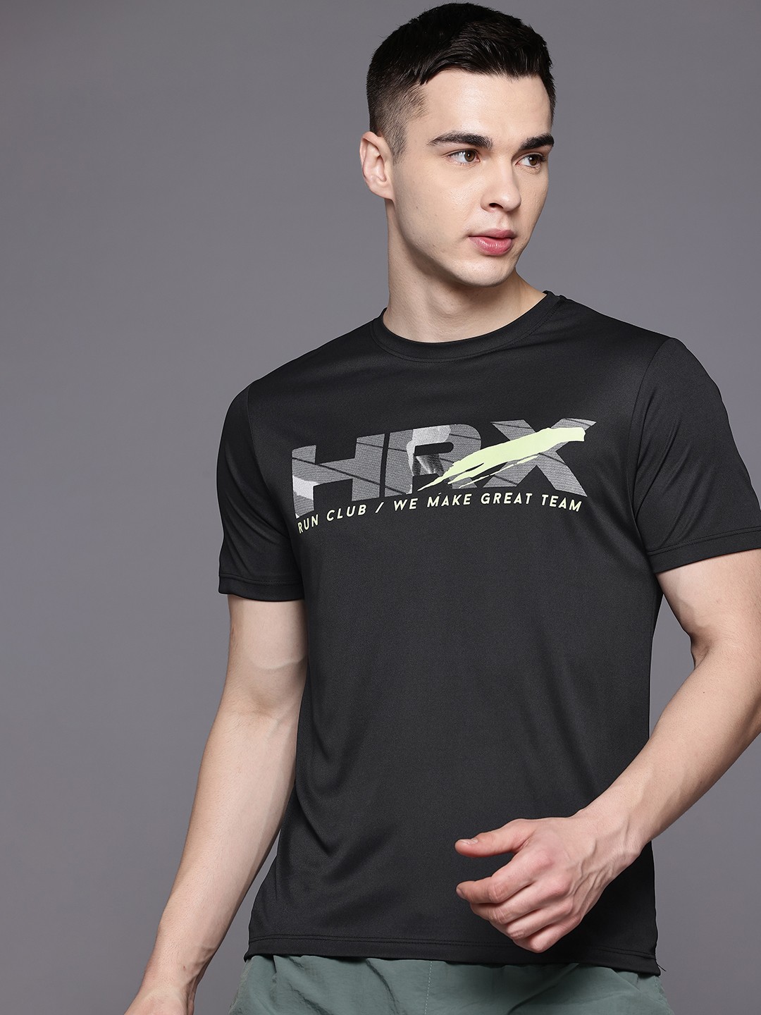 

HRX by Hrithik Roshan Men Brand Logo Printed T-shirt, Black