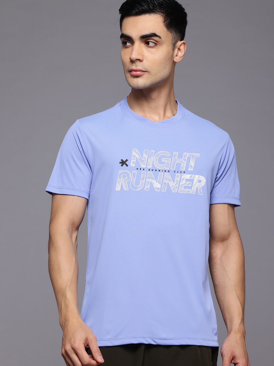 

HRX by Hrithik Roshan Rapid-Dry Printed Running T-shirt, Purple