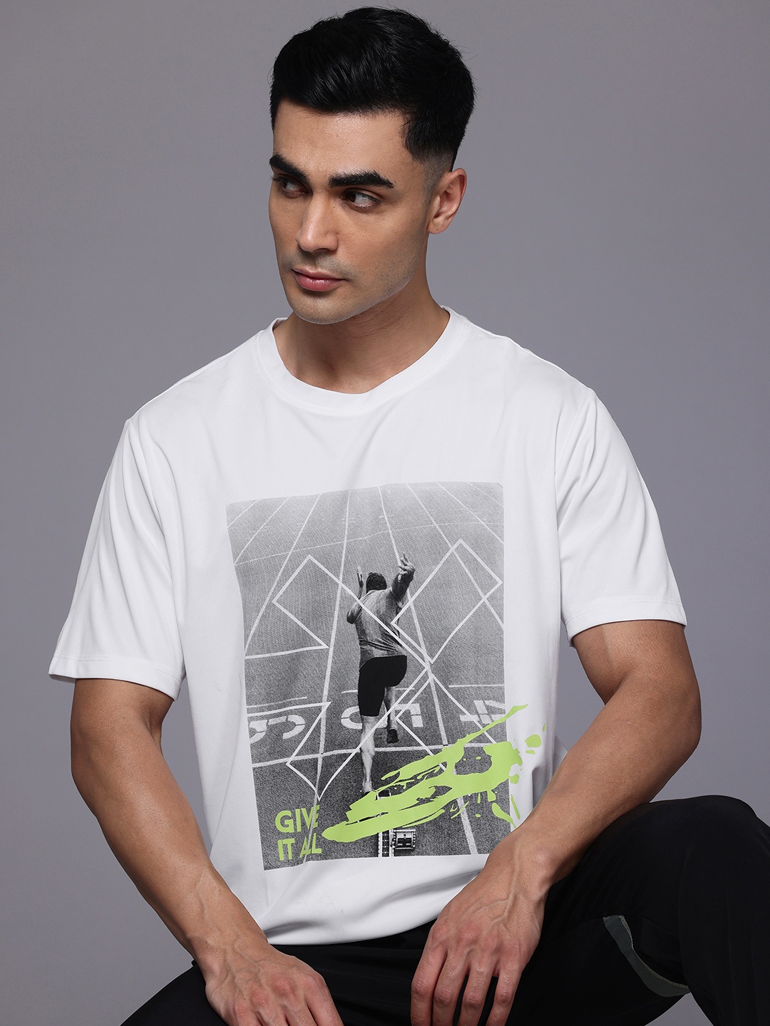 

HRX by Hrithik Roshan Printed Rapid-Dry Running T-shirt, White