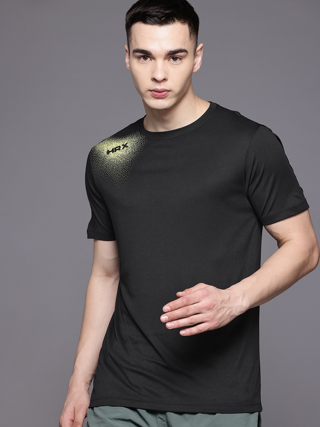 

HRX by Hrithik Roshan Rapid-Dry Printed Running T-shirt, Black