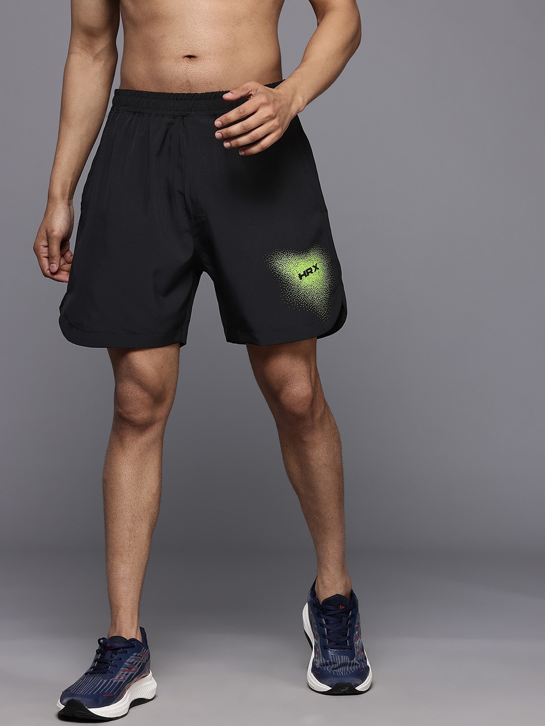 

HRX by Hrithik Roshan Men Brand Logo Printed Rapid-Dry Running Sports Shorts, Black