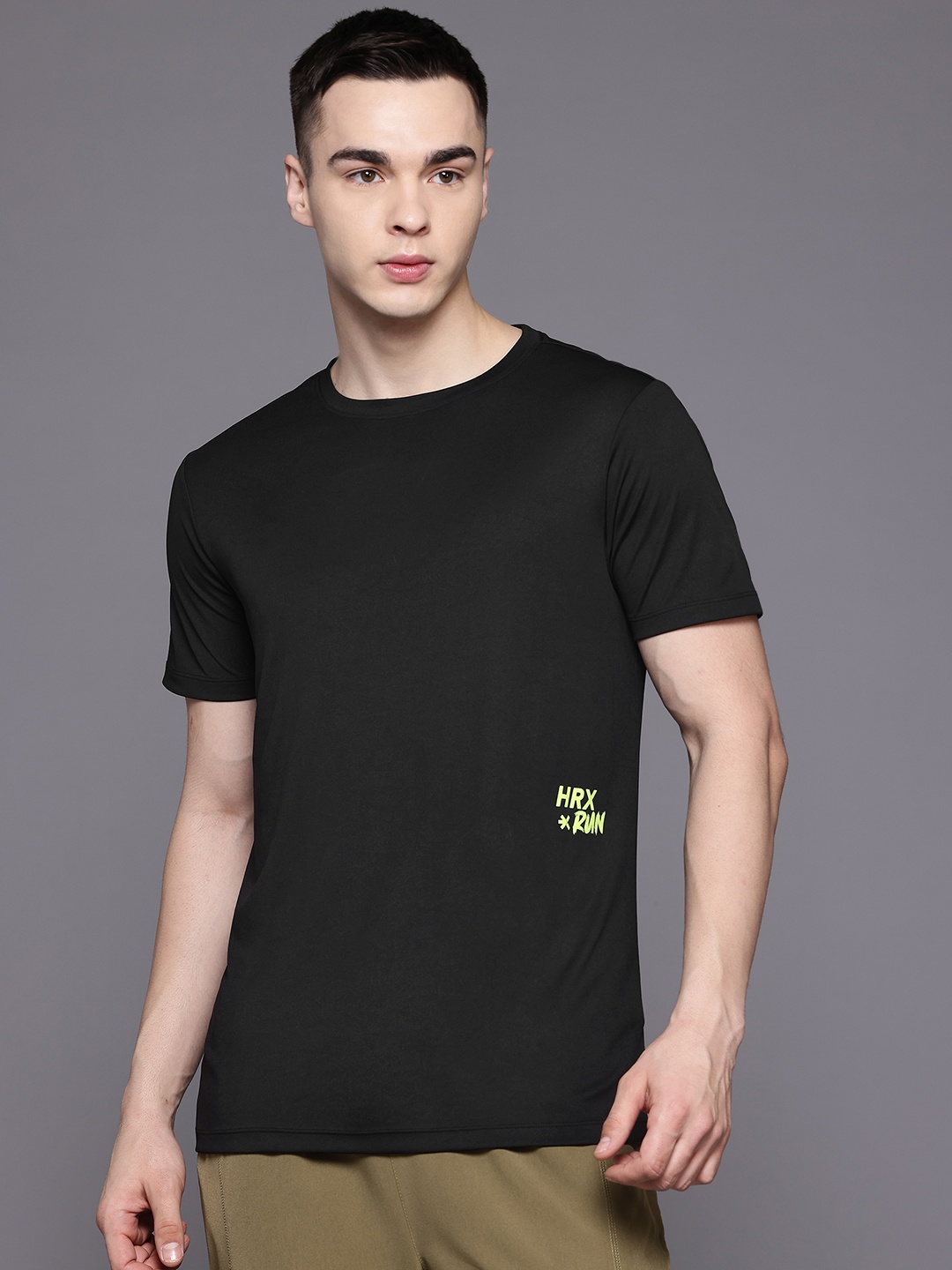 

HRX by Hrithik Roshan Rapid-Dry Typography Print Running T-shirt, Black