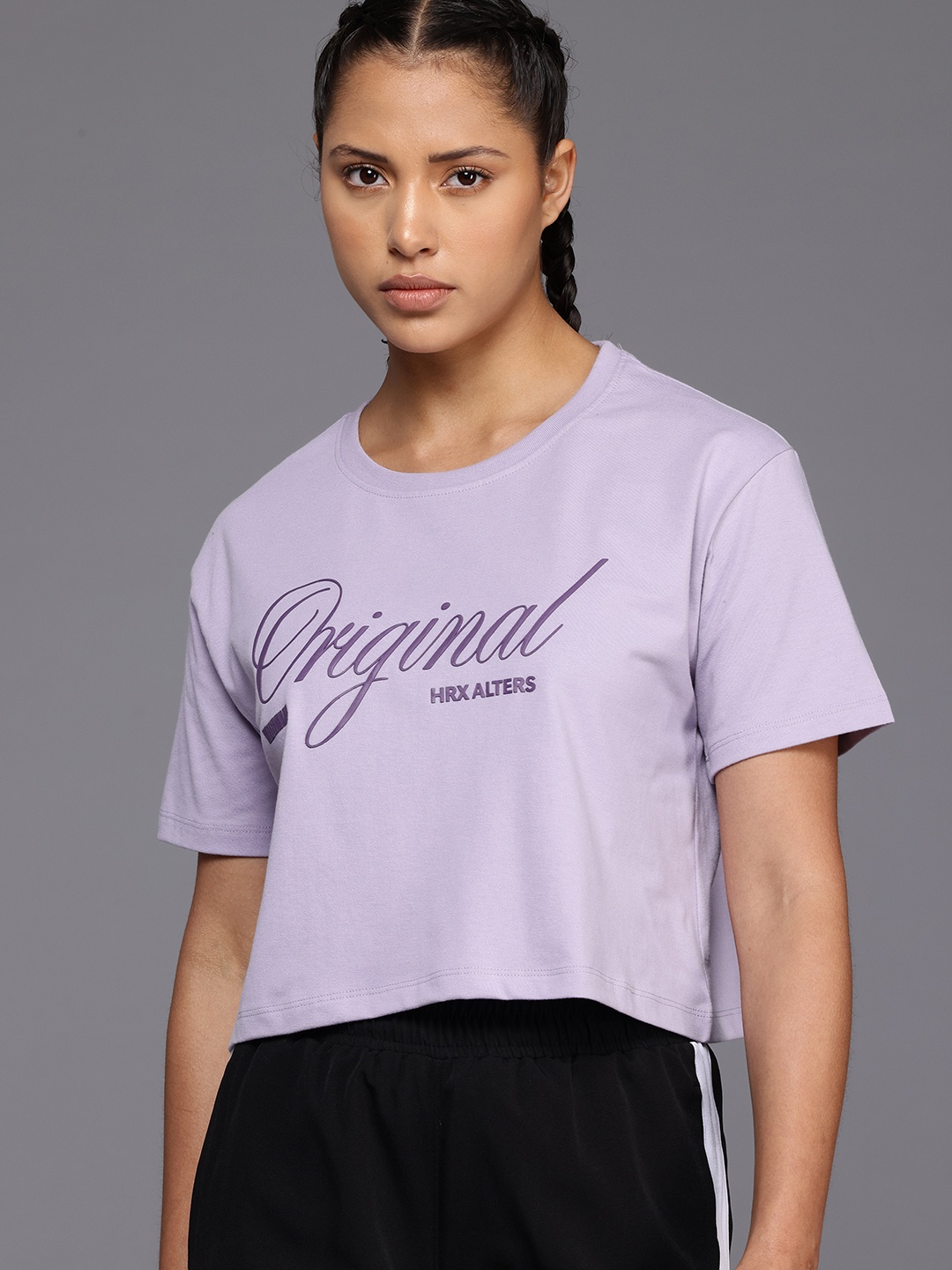 

HRX by Hrithik Roshan Typography Printed T-shirt, Lavender