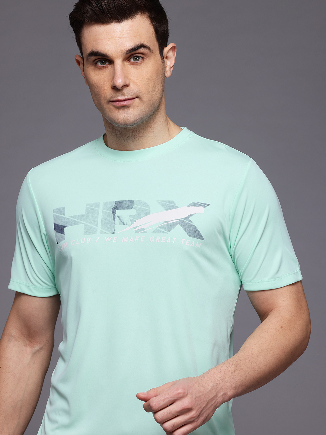 

HRX by Hrithik Roshan Rapid-Dry Printed Running T-shirt, Sea green