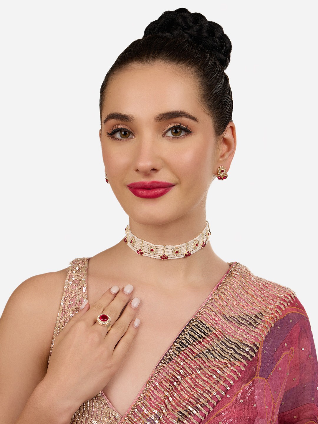 

Zaveri Pearls Gold-Plated Beaded Jewellery Set