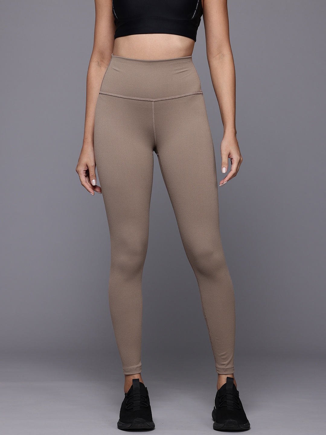 

New Balance Women Ribbed High Rise Rapid-Dry Sports Tights, Brown