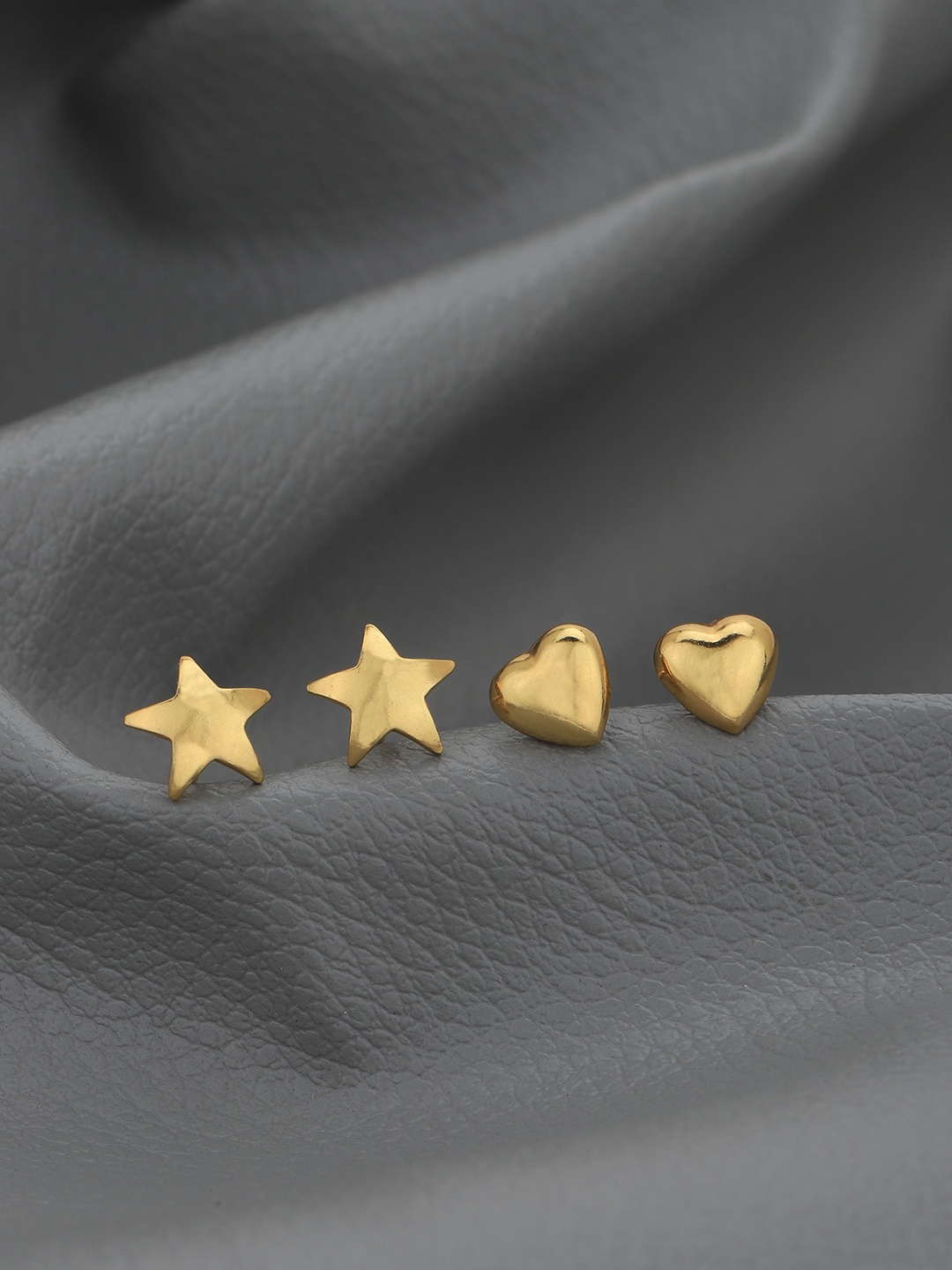 

Carlton London Set Of 2 18k Gold-Plated Heart Shaped & Star Shaped Studs