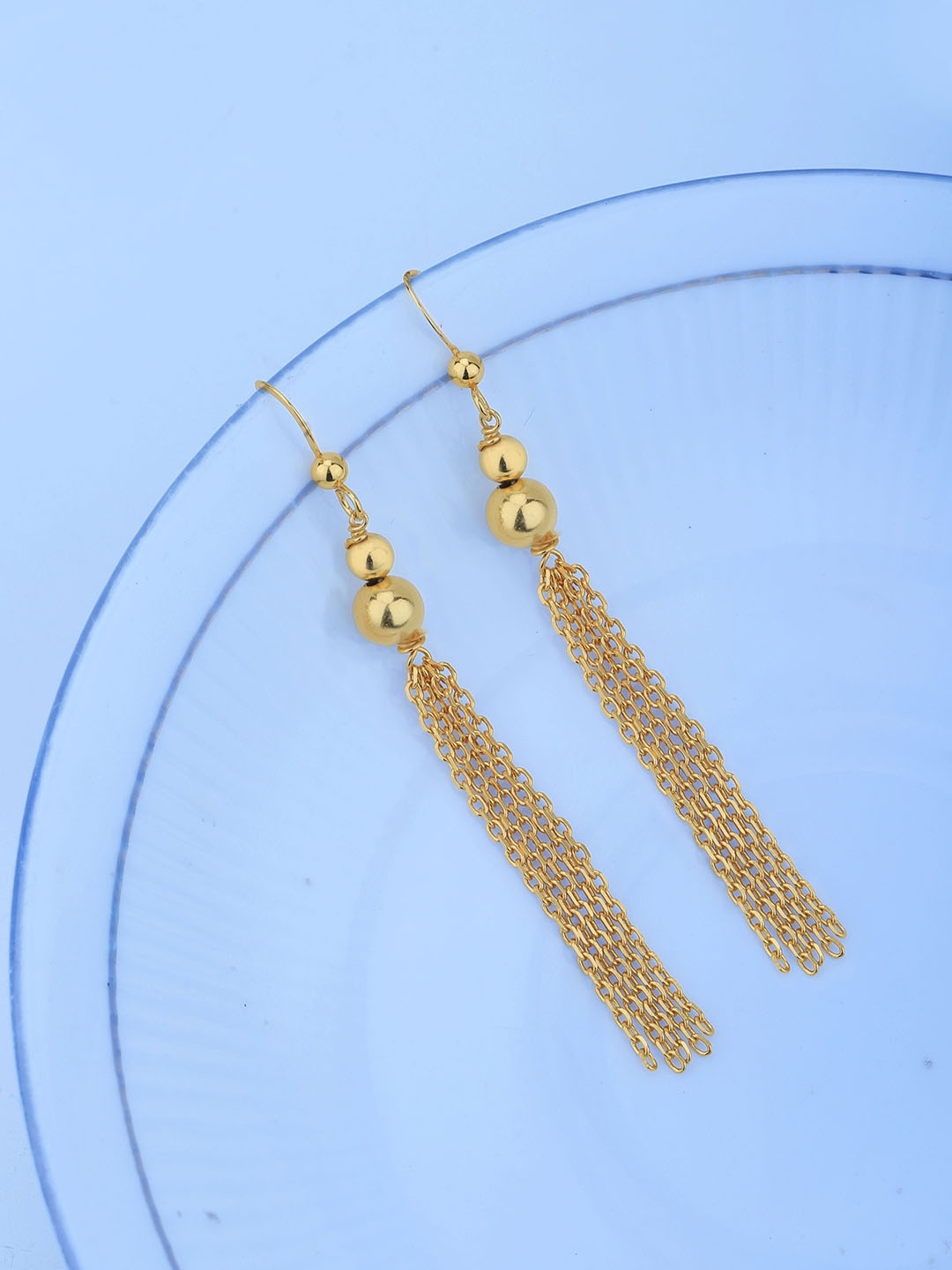 

Carlton London 18kt Gold Plated Dangling Chain Contemporary Drop Earrings