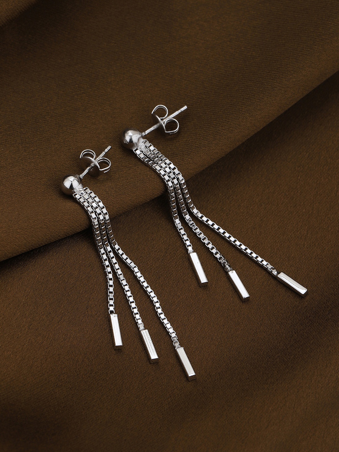 

Carlton London Rhodium-Plated Contemporary Drop Earrings, Silver