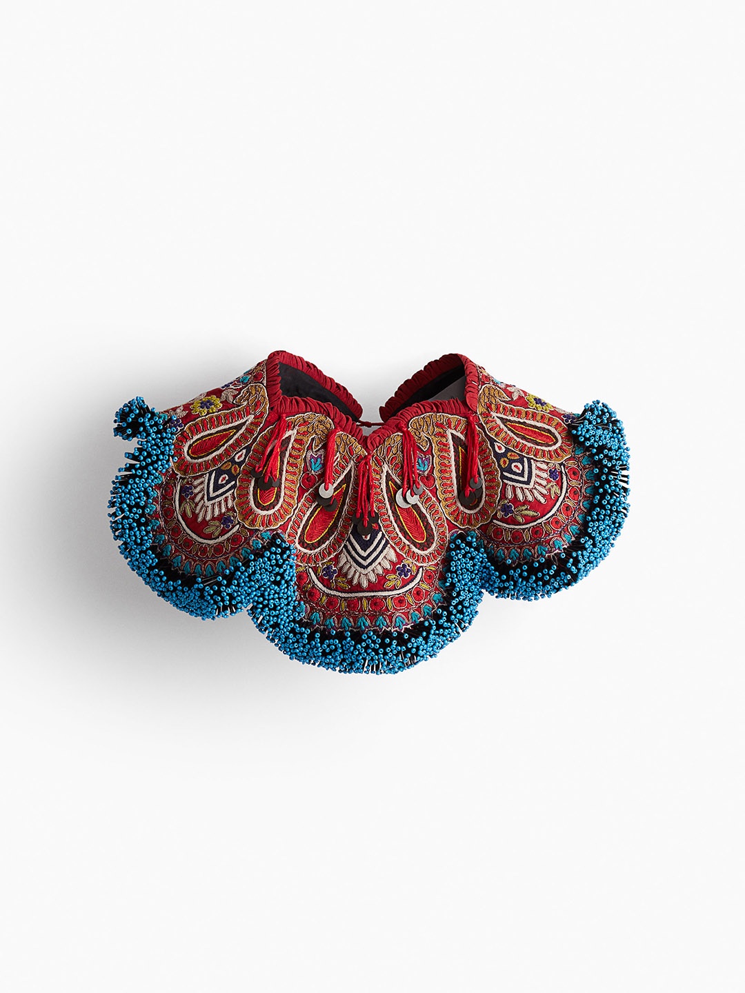

H&M Pure Cotton Embellished Paisley Neck Piece, Red