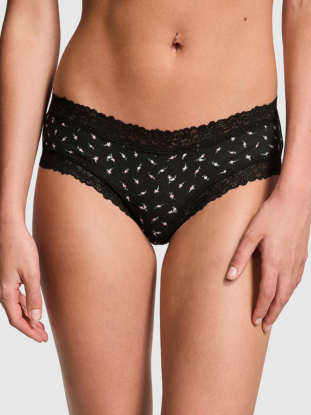 

Victoria's Secret Women Lace-Trim Cheeky Panty, Black