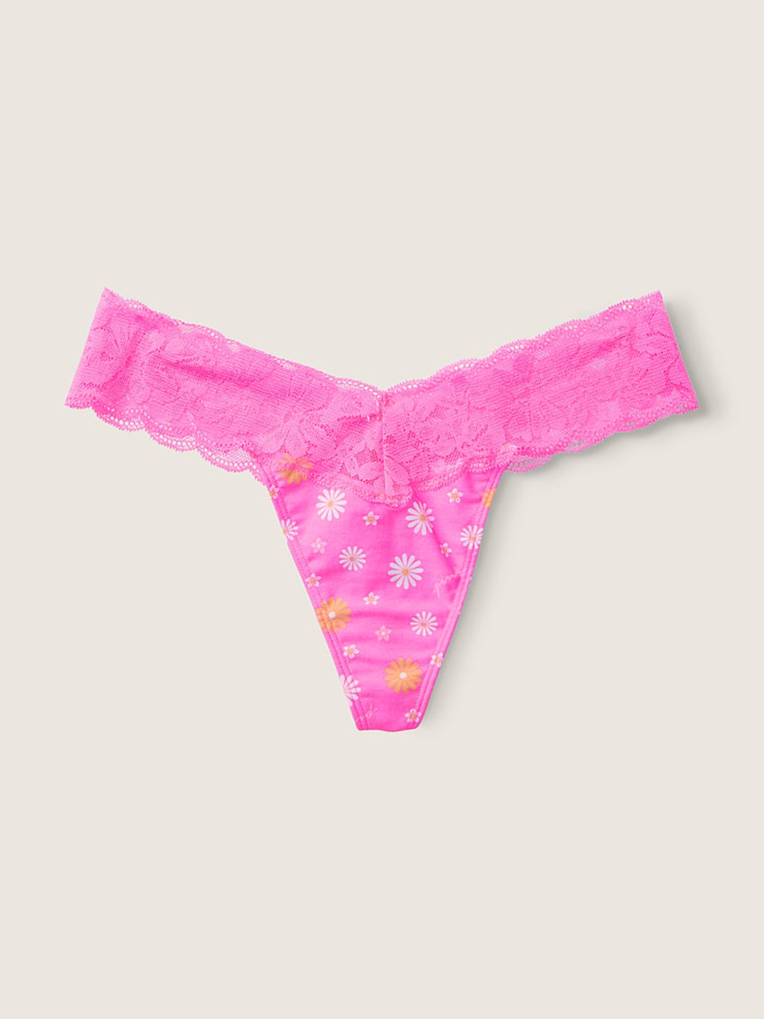 

Victoria's Secret Women Floral Low-Rise Lace Thong Briefs, Pink