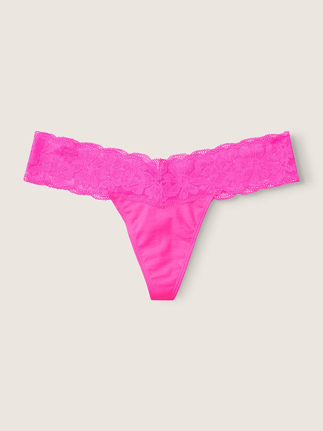 

Victoria's Secret Women Floral Lace Trim Thong Briefs, Pink