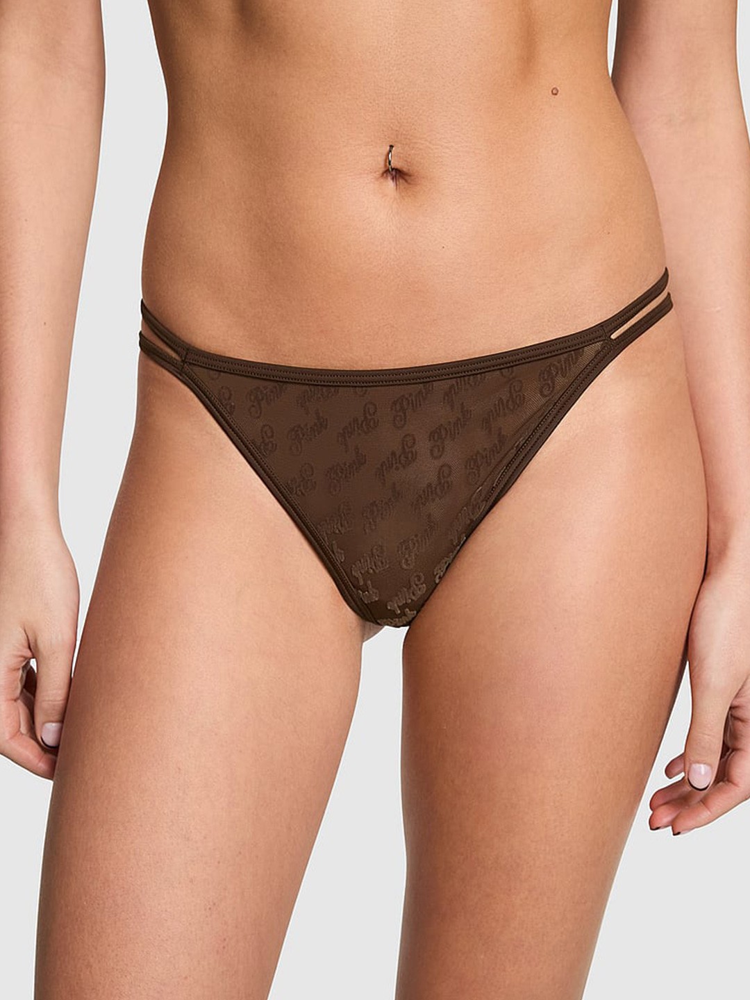 

Victoria's Secret Pink Low-Rise Thong Briefs, Brown