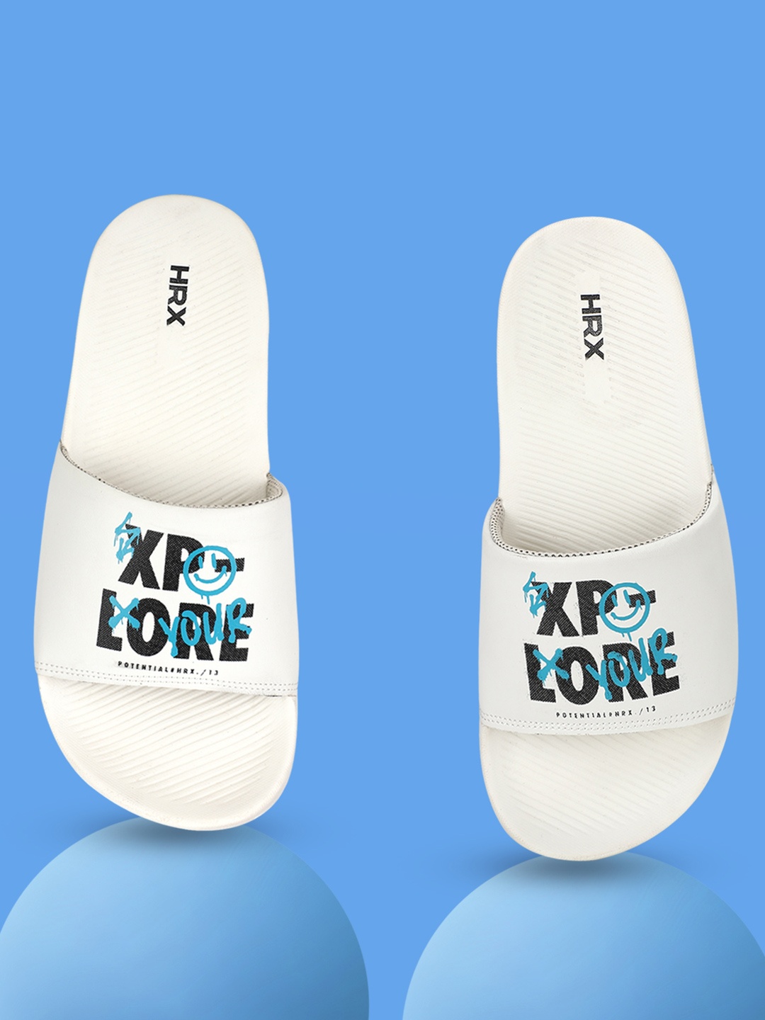 

HRX by Hrithik Roshan Men Printed Sliders, Off white