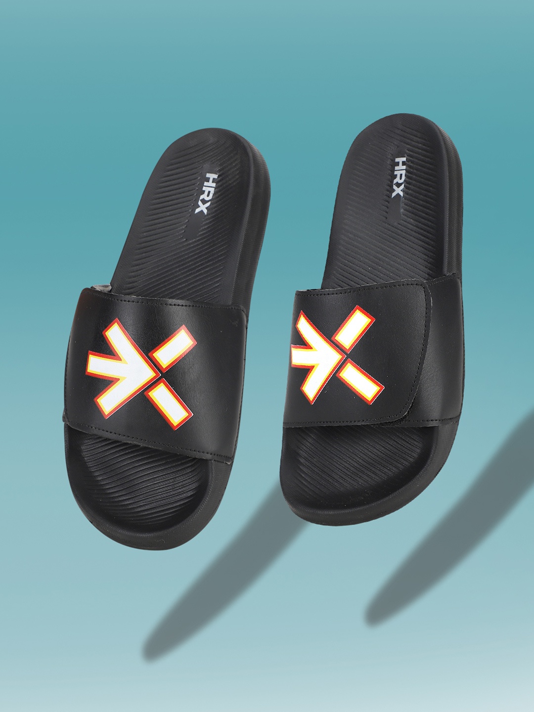 

HRX by Hrithik Roshan Men Printed Sliders, Black