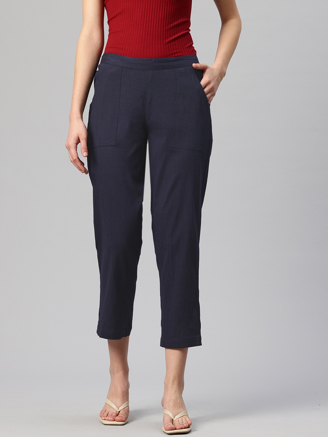 

Ayaany Women Culottes Casual Trousers, Navy blue