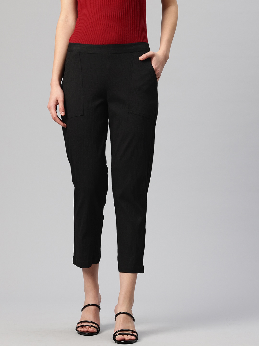 

Ayaany Women Culottes Casual Trousers, Black
