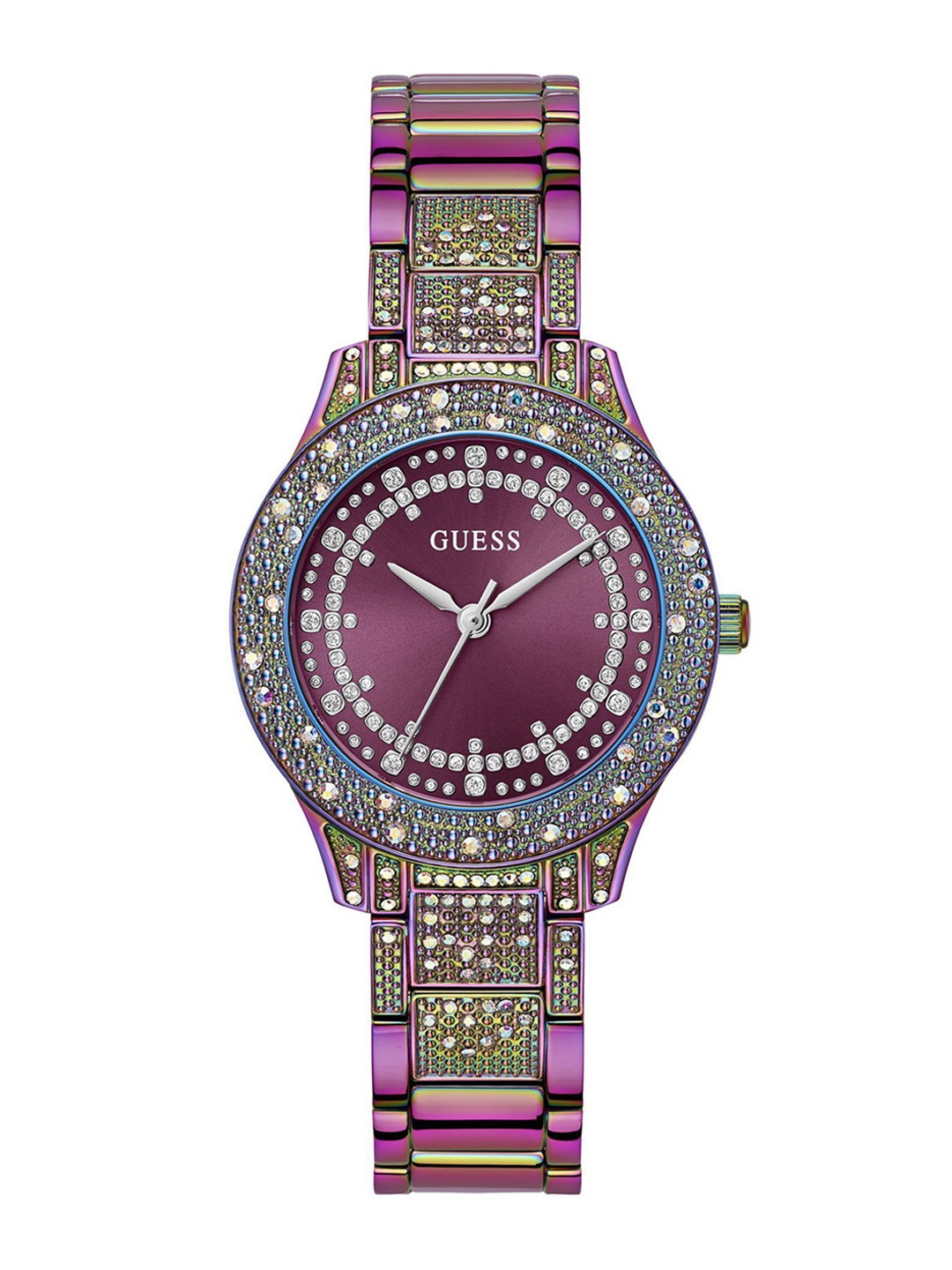 

GUESS Women Dial & Stainless Steel Bracelet Style Straps Analogue Watch GW0746L3, Purple