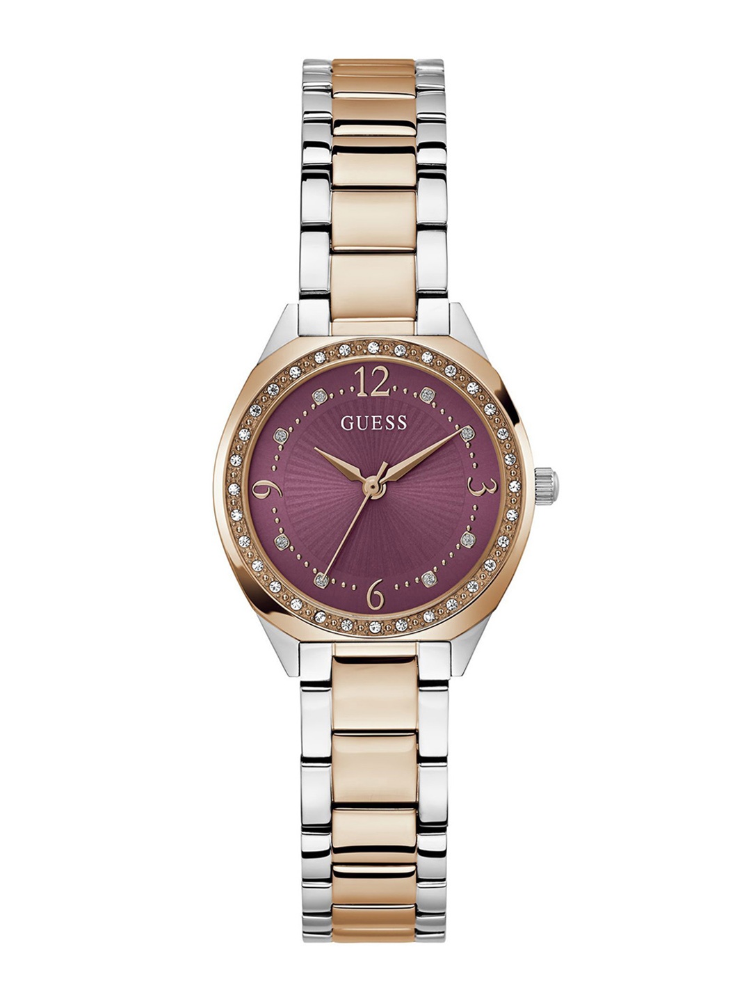 

GUESS Women Dial & Stainless Steel Bracelet Style Straps Analogue Watch GW0767L5, Purple