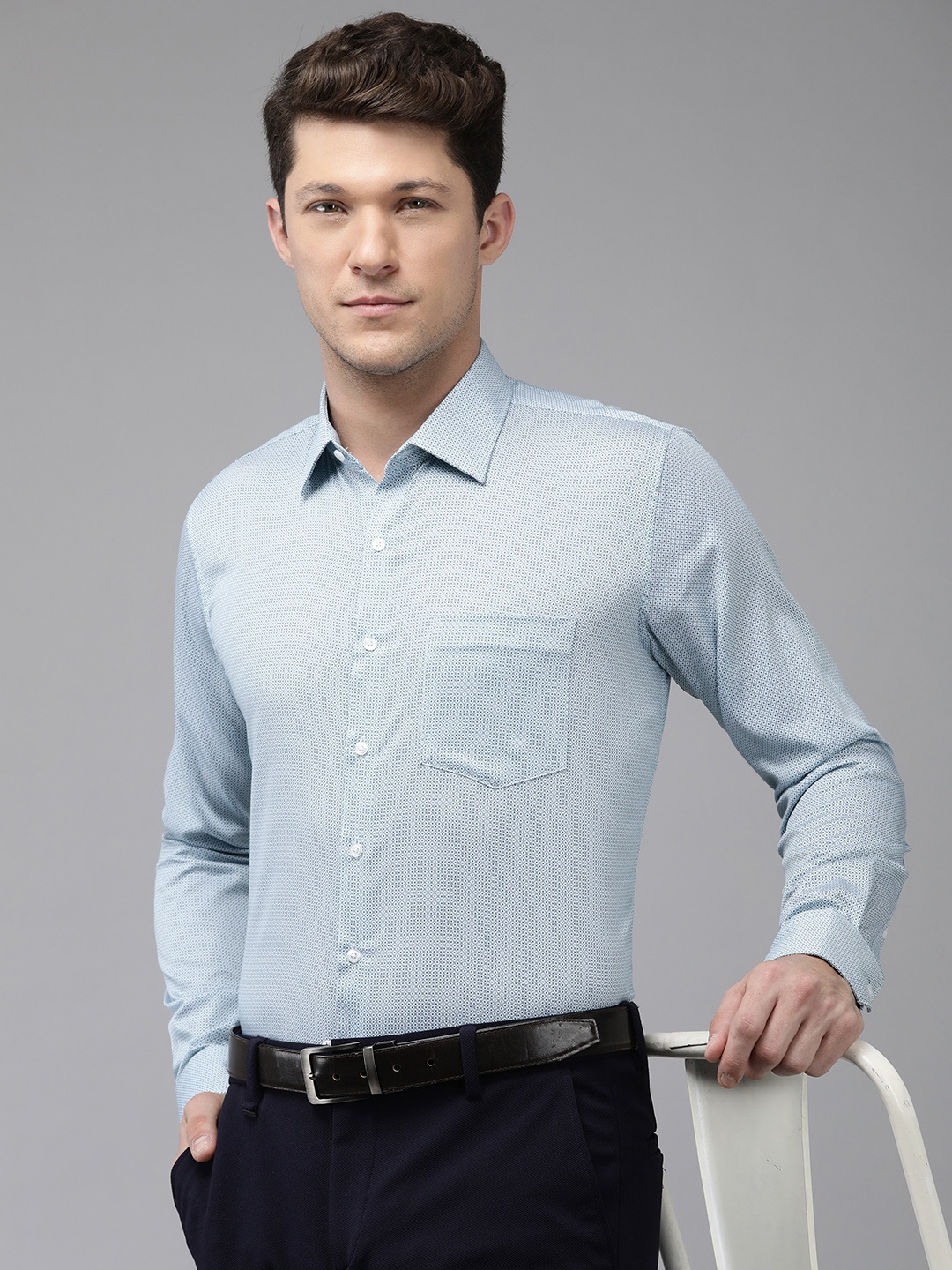 

Van Heusen Slim Fit Geometric Printed Pure Cotton Formal Shirt, White