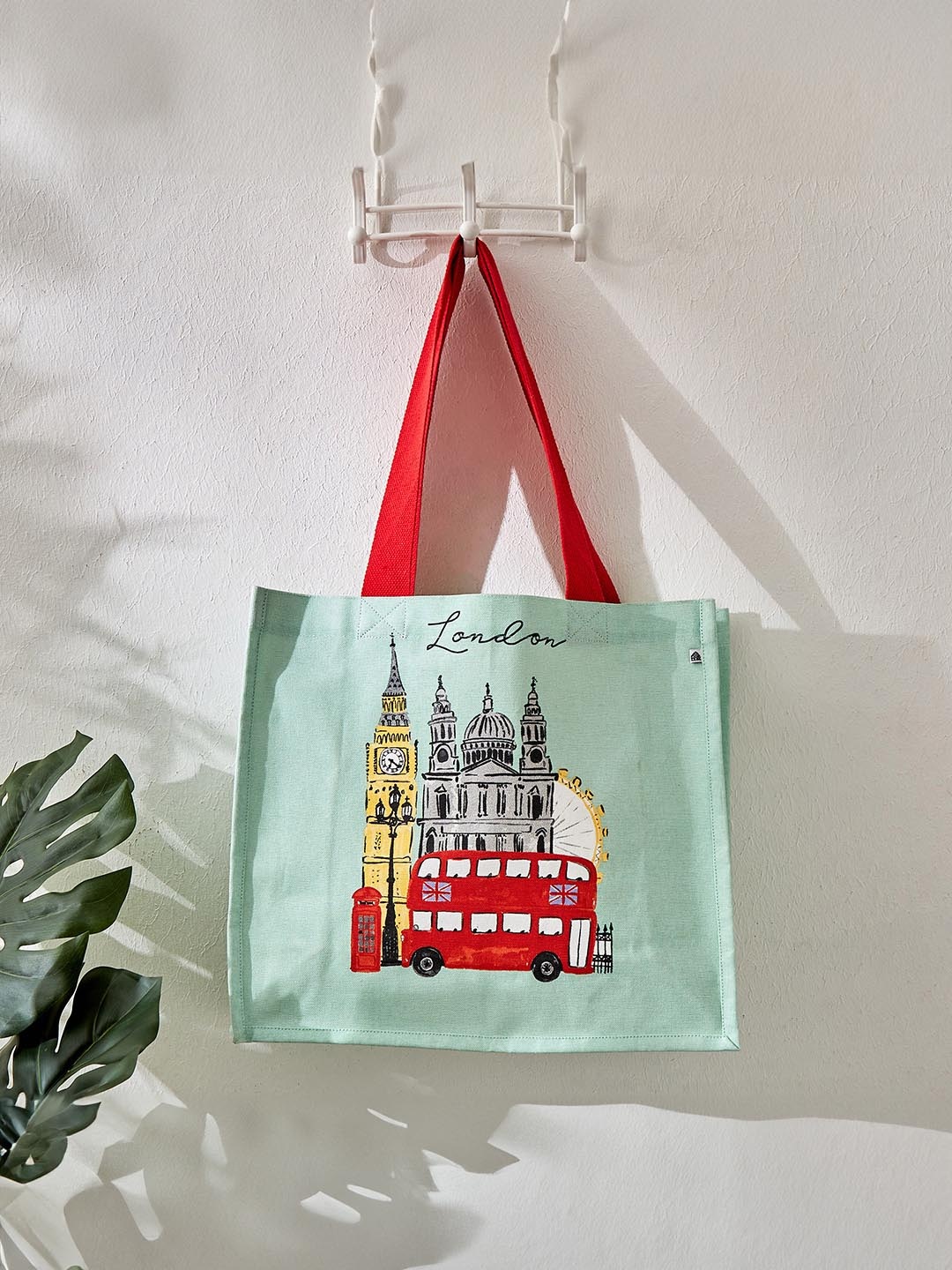 Home Centre Printed Oversized Shopper Tote Bag, Green