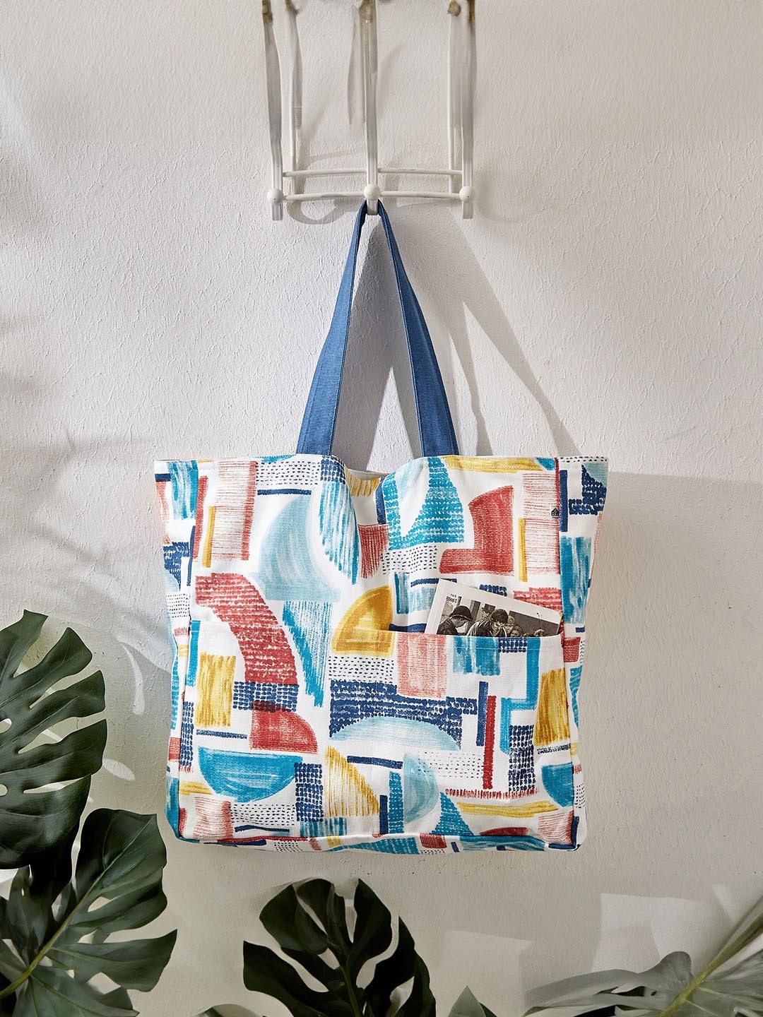 

Home Centre Printed Oversized Shopper Tote Bag with Tasselled, White