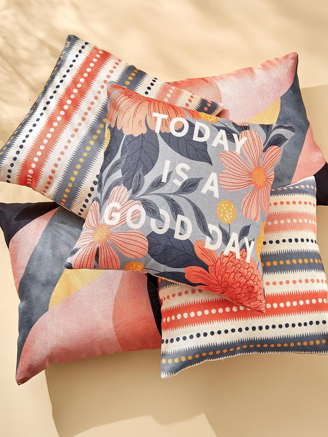 

Home Centre Vera Pink & Brown 5 Pieces Floral Printed Square Cushion Covers