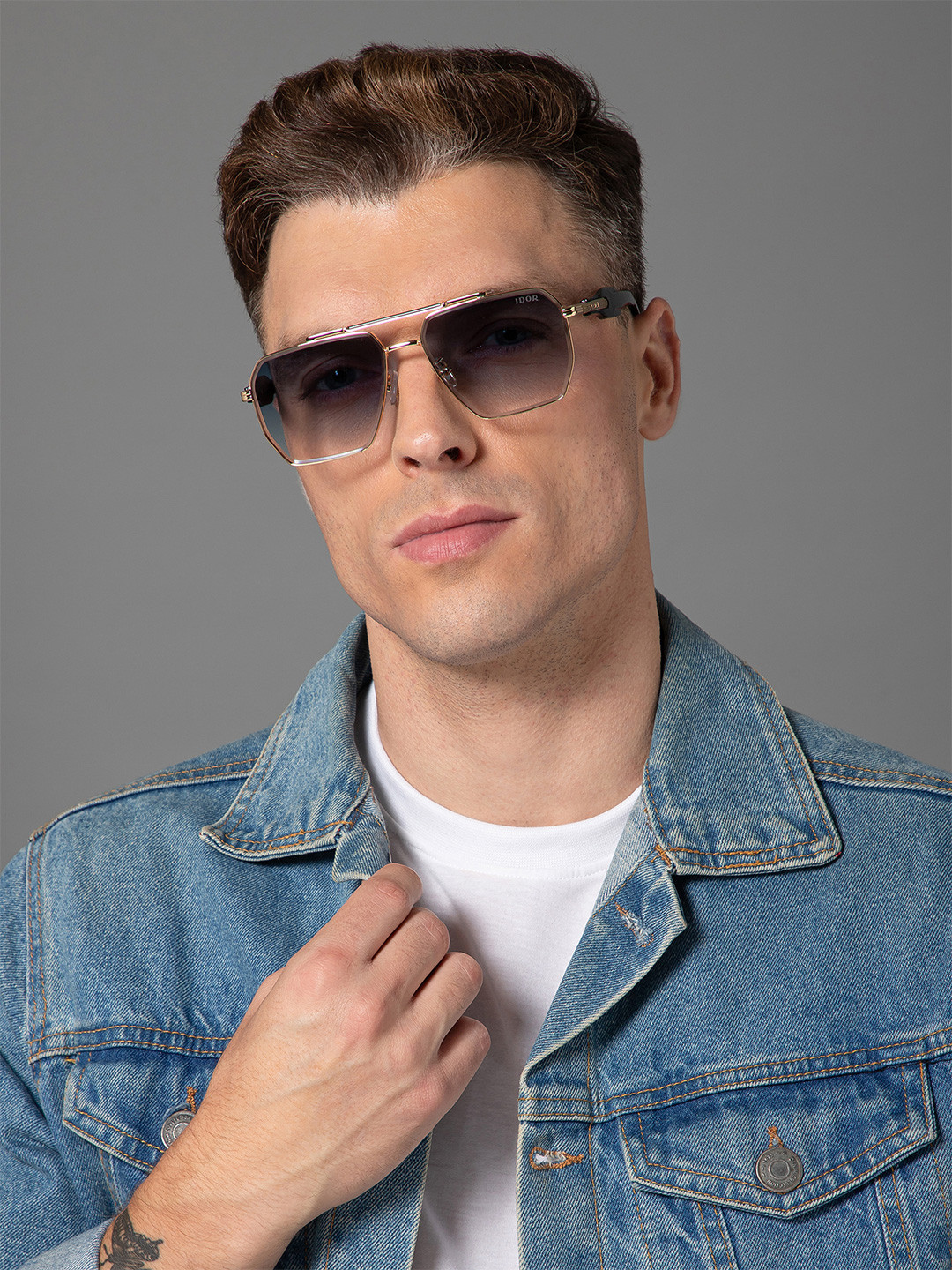 

IDOR Unisex Square Sunglasses with UV Protected Lens IDOR-67-BRW, Brown