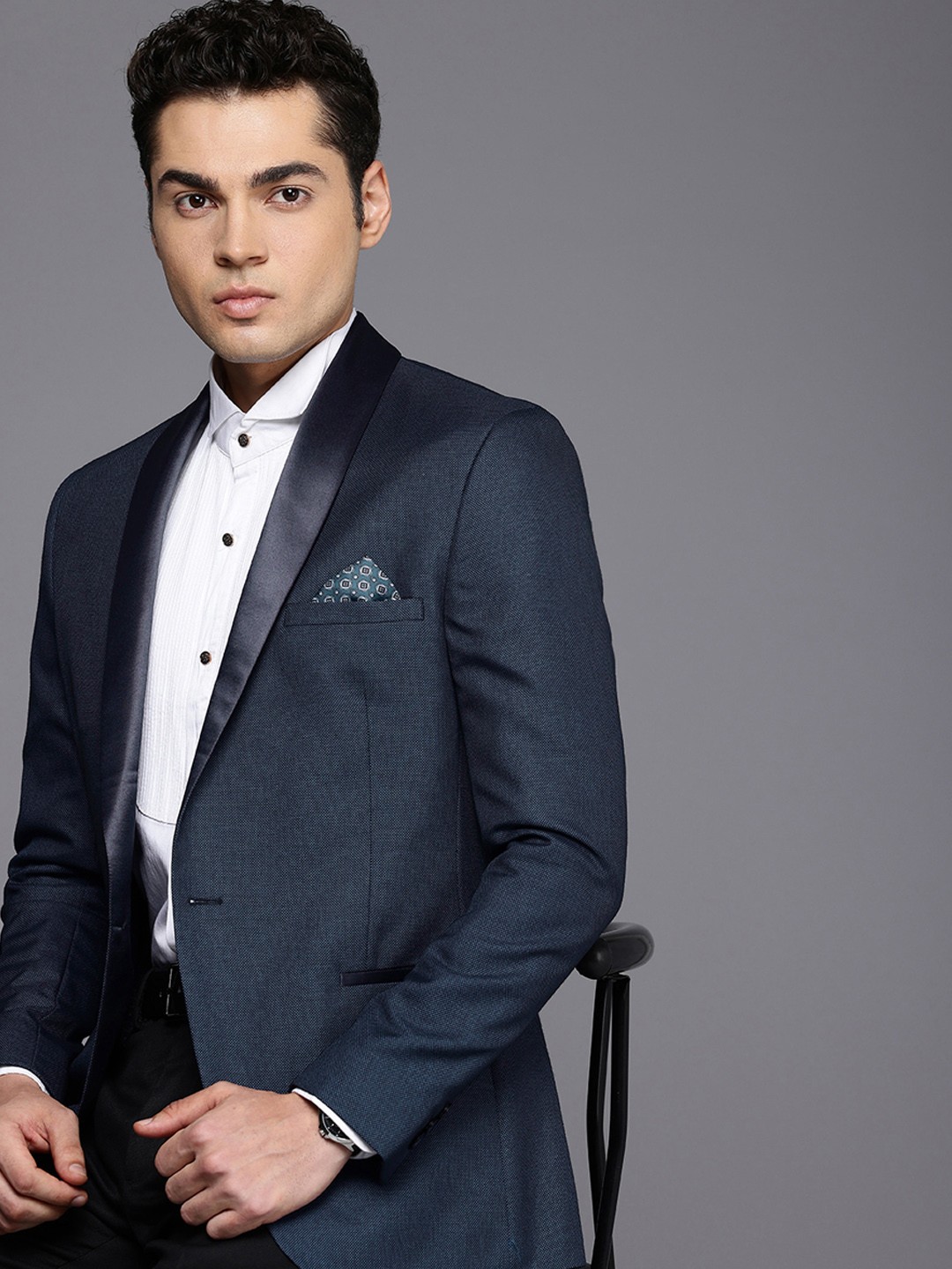 

SUITLTD Men Single-Breasted Party Blazer, Navy blue