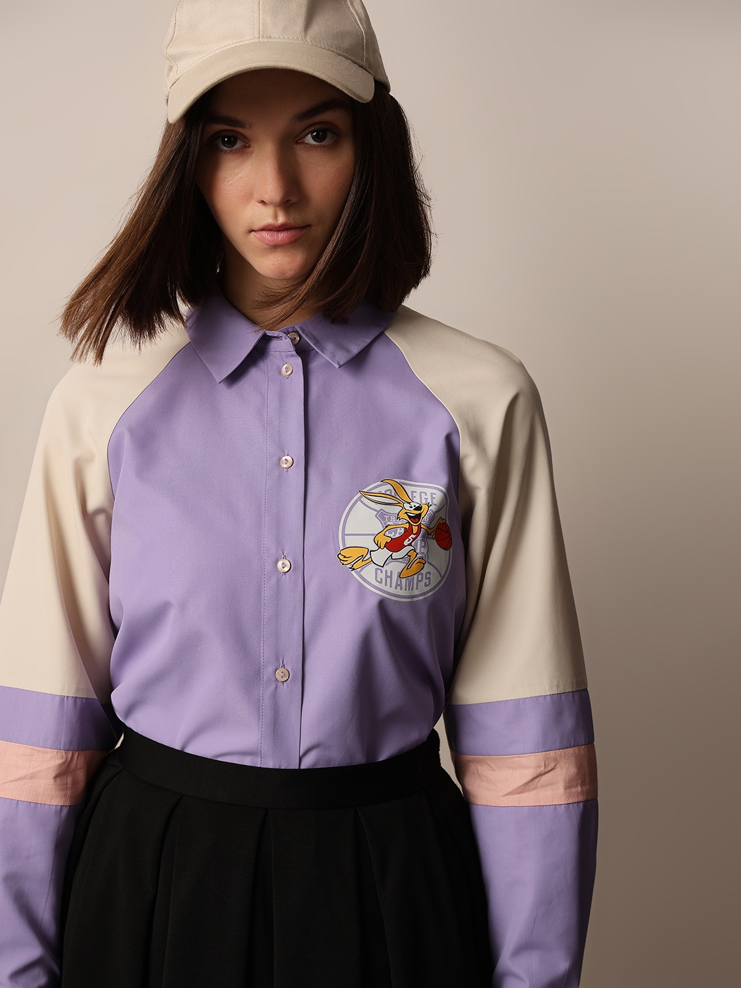 

ONLY Women Opaque Colourblocked Casual Shirt, Purple