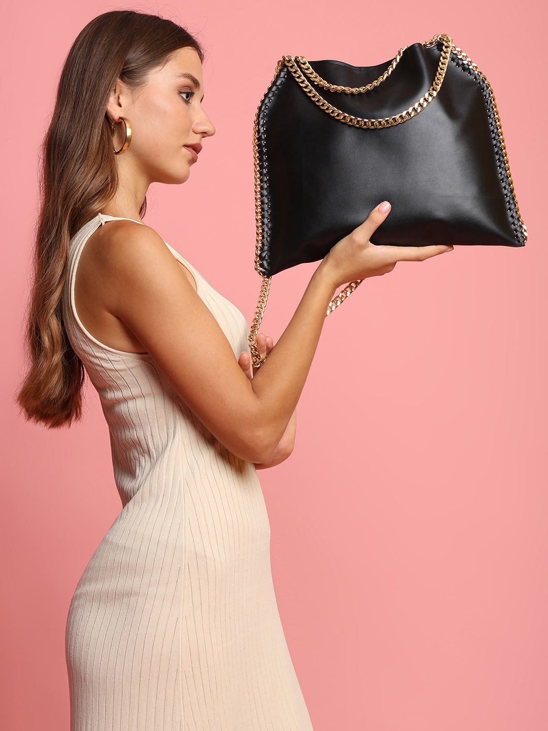 

ENSAC Leather Structured Sling Bag, Black