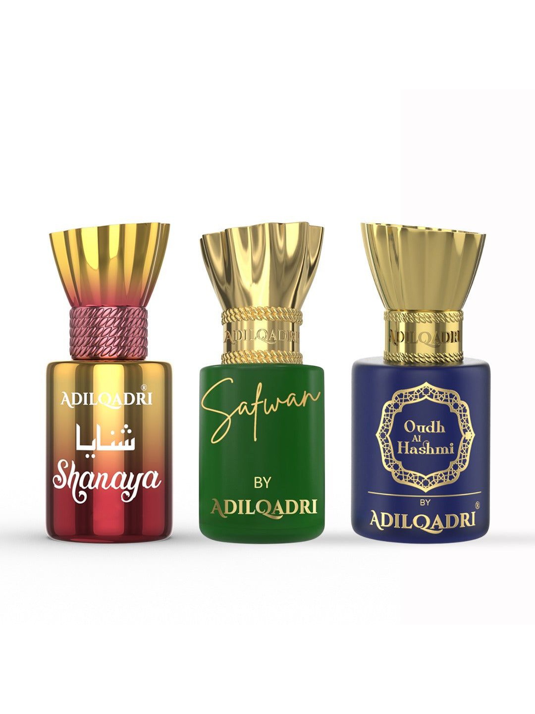 

ADILQADRI Set Of 3 Shanaya, Safwan, Oudh Al Hashmi Roll-On Attar-5.5ml Each, Green