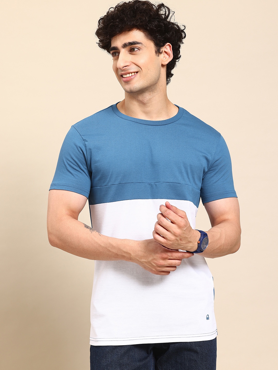 

United Colors of Benetton Colourblocked T-shirt, White