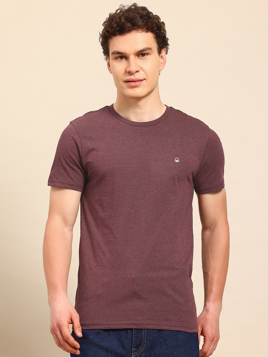 United Colors of Benetton Crew Neck T-shirt, Burgundy