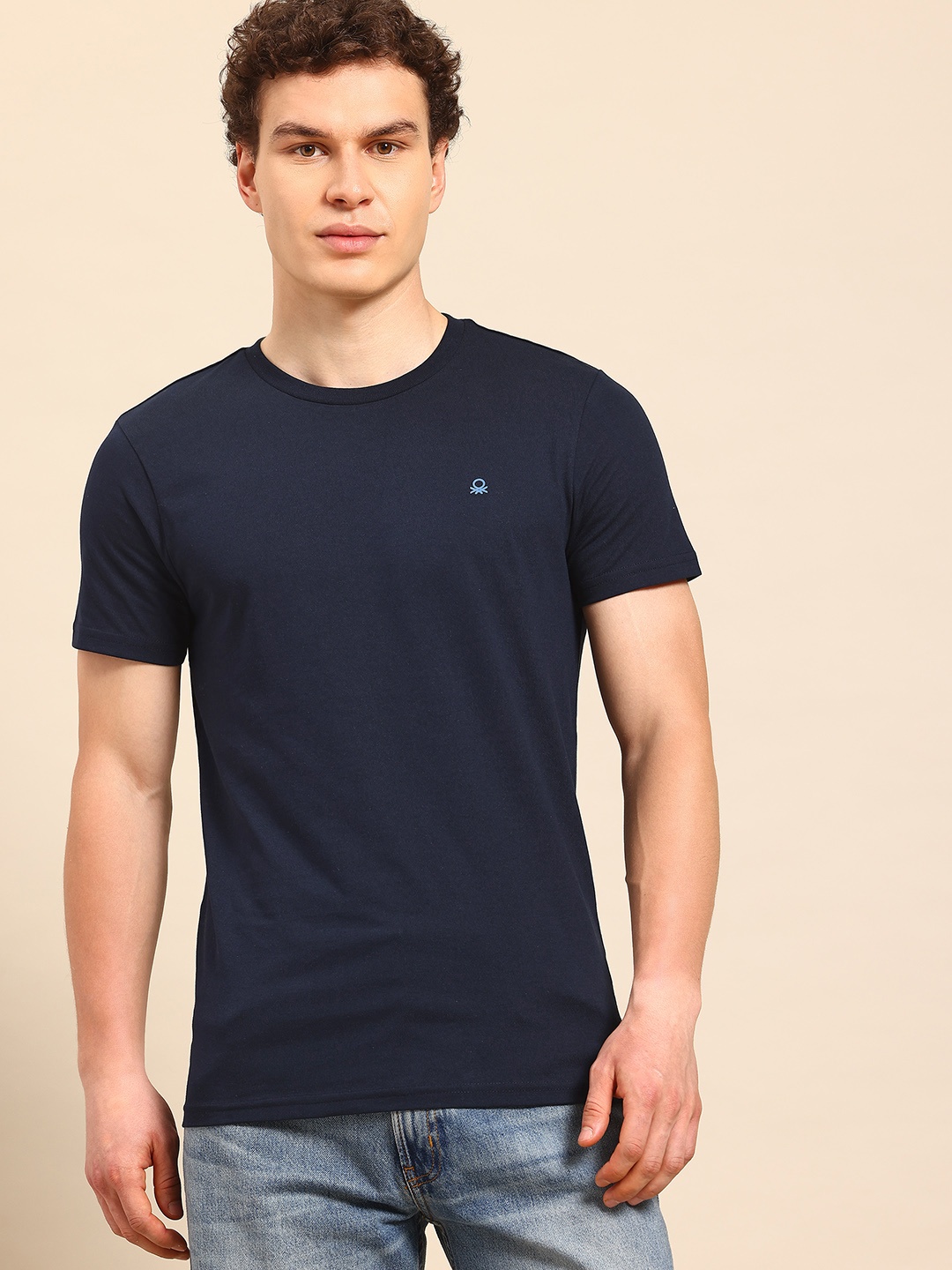 United Colors of Benetton Basic Round Neck T-shirt, Navy blue