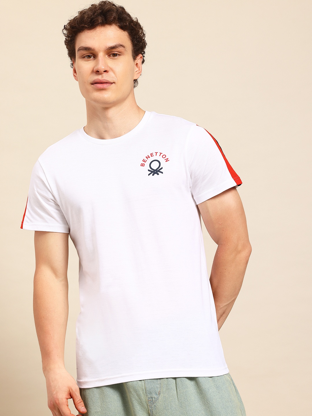 

United Colors of Benetton Stripe Detail T-shirt, White