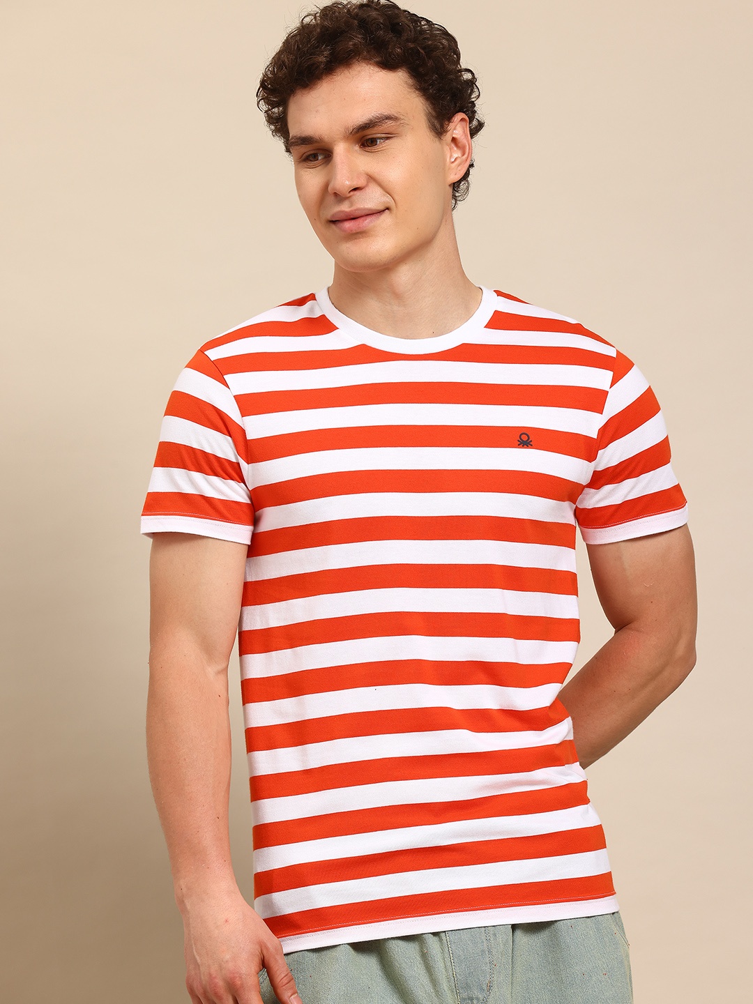 

United Colors of Benetton Striped T-shirt, Orange