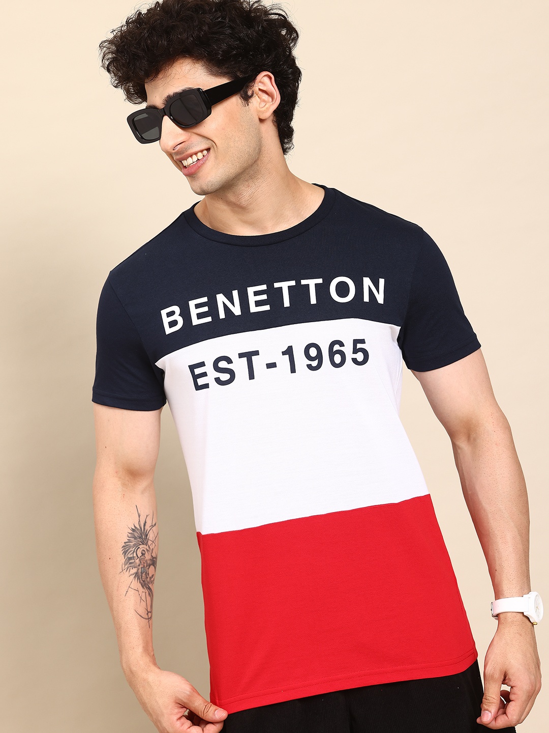 

United Colors of Benetton Colourblock Nautical T-shirt, Red