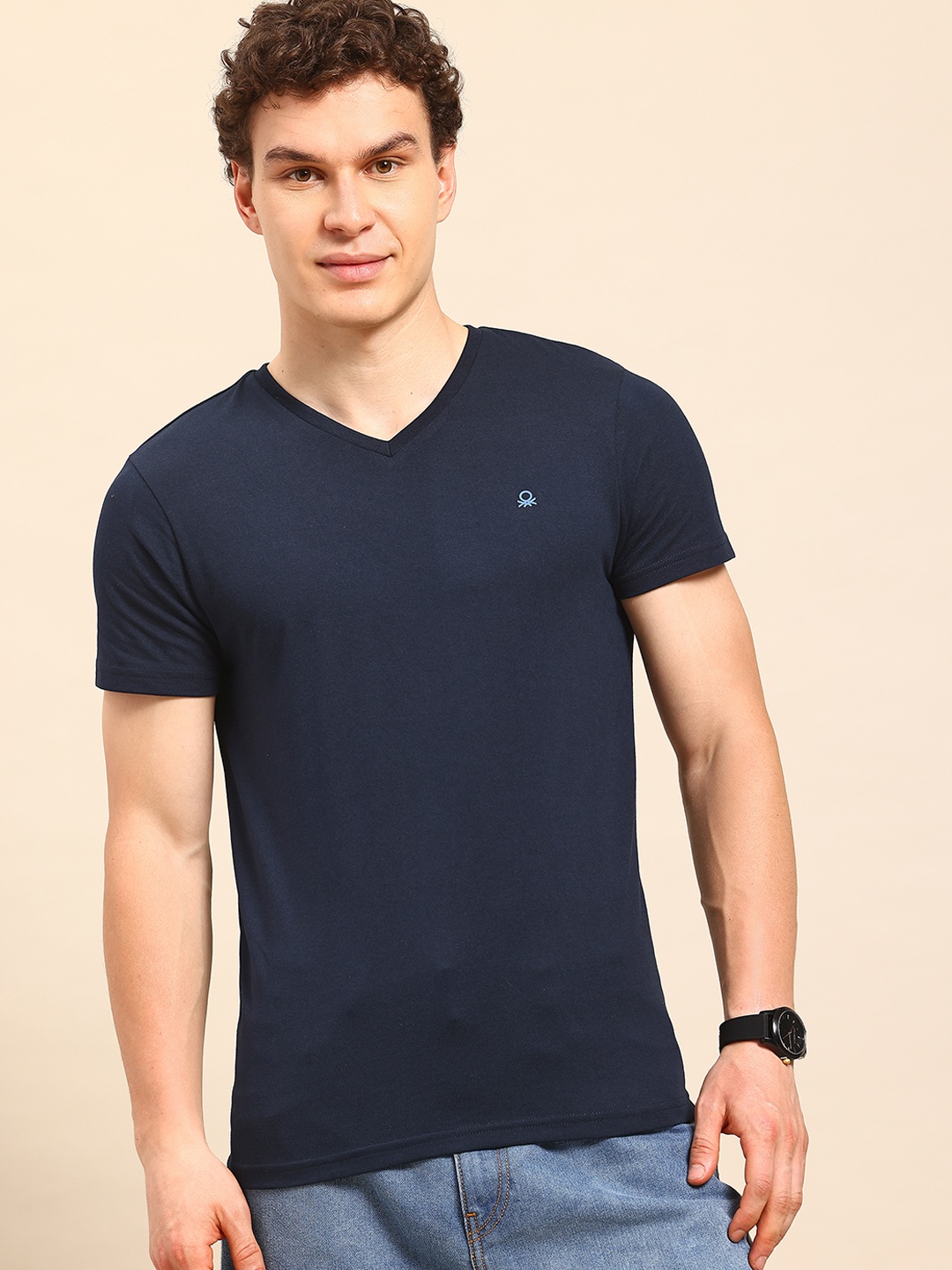 

United Colors of Benetton V-Neck Regular Fit T-shirt, Navy blue